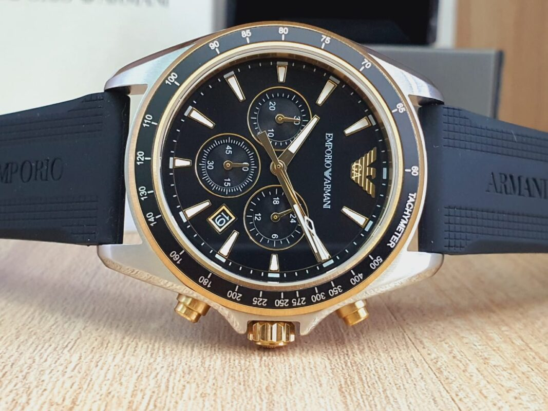 Emporio Armani Men’s Chronograph Quartz Black Silicone Strap 44mm Watch AR80003