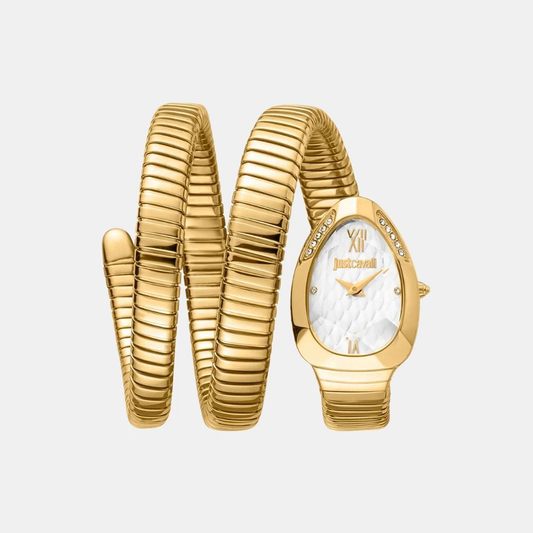 Stainless Steel Women Analog Watch, White Dial