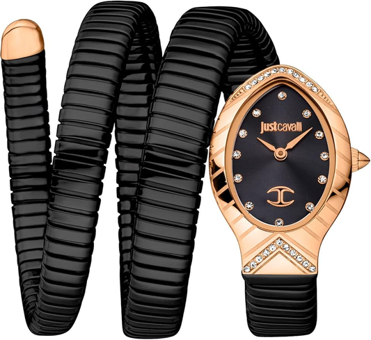 ignature Snake Classic Long Elegant Ladies Quartz Watch Fashion Flexible Bracelet Double Turn Stainless Steel Case