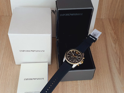 Emporio Armani Men’s Chronograph Quartz Black Silicone Strap 44mm Watch AR80003